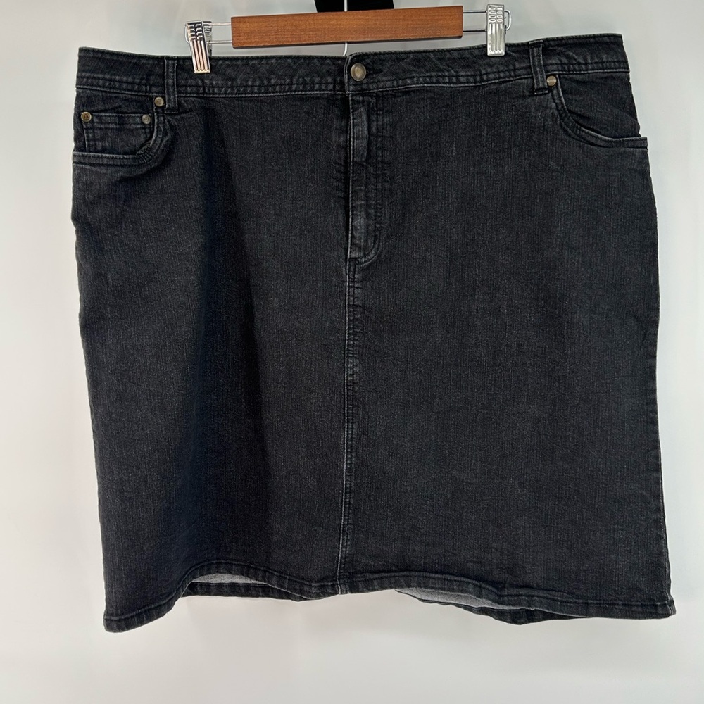 Jessica London Charcoal Black Woman's Denim Jean Skirt Size 22